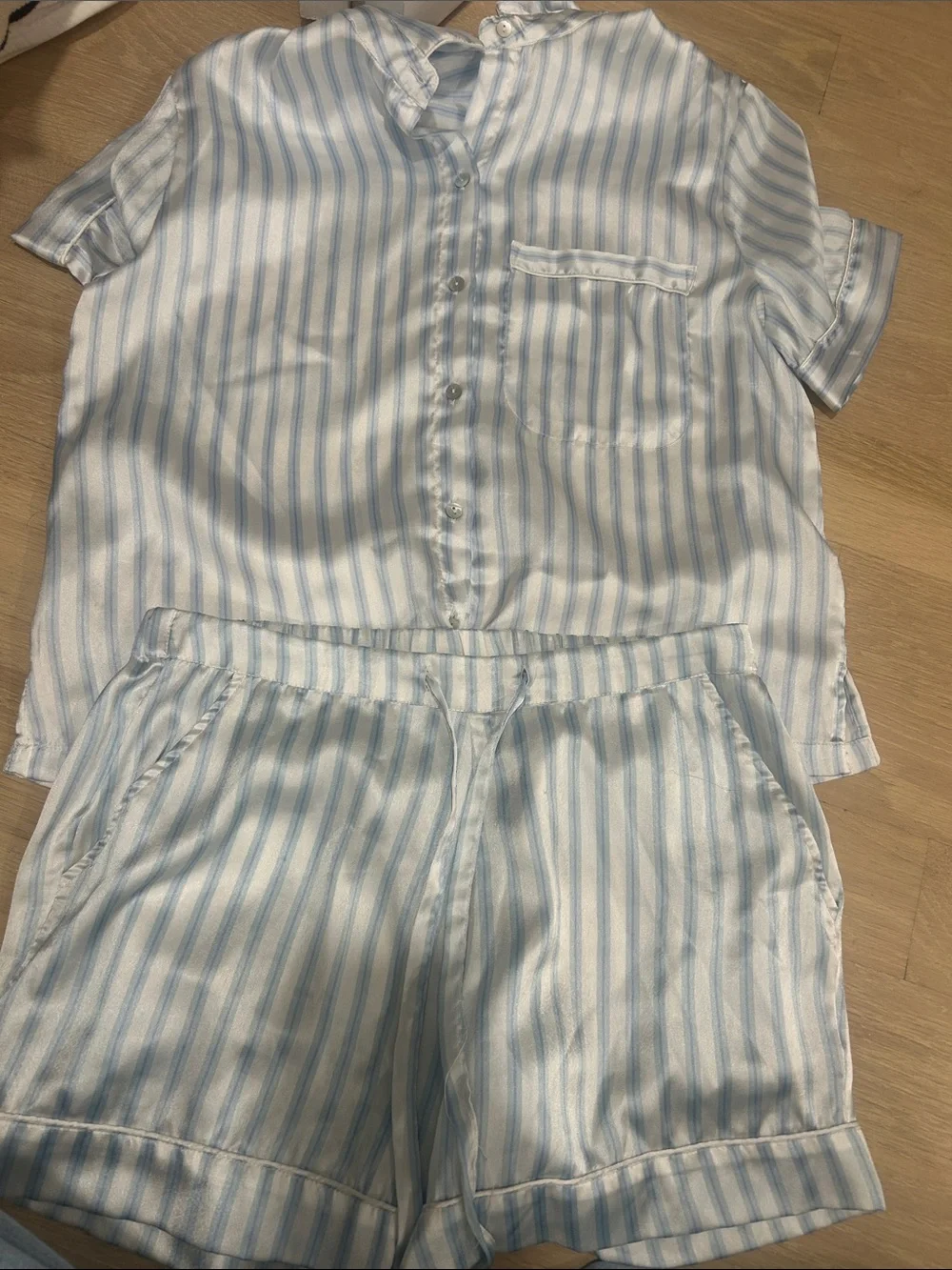 Blue and White Striped Pajama Set women’s